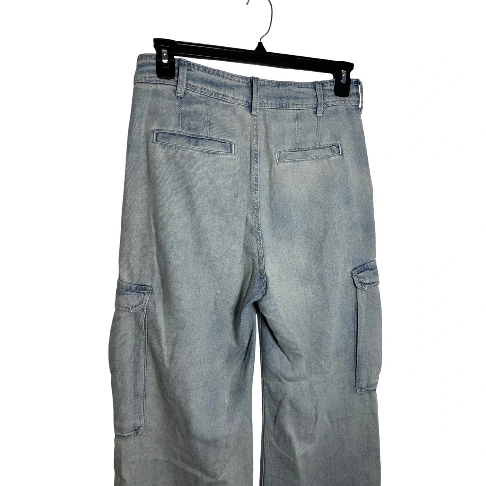 Pilcro Anthropologie Wide Leg Cargo Jeans Womens 29 Light Wash High Rise - Picture 5 of 8